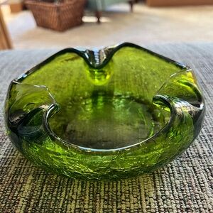 Vintage Viking Glass Avocado Cigar Ashtray